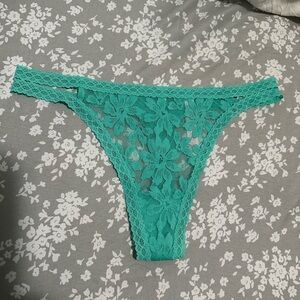 Green lace thong